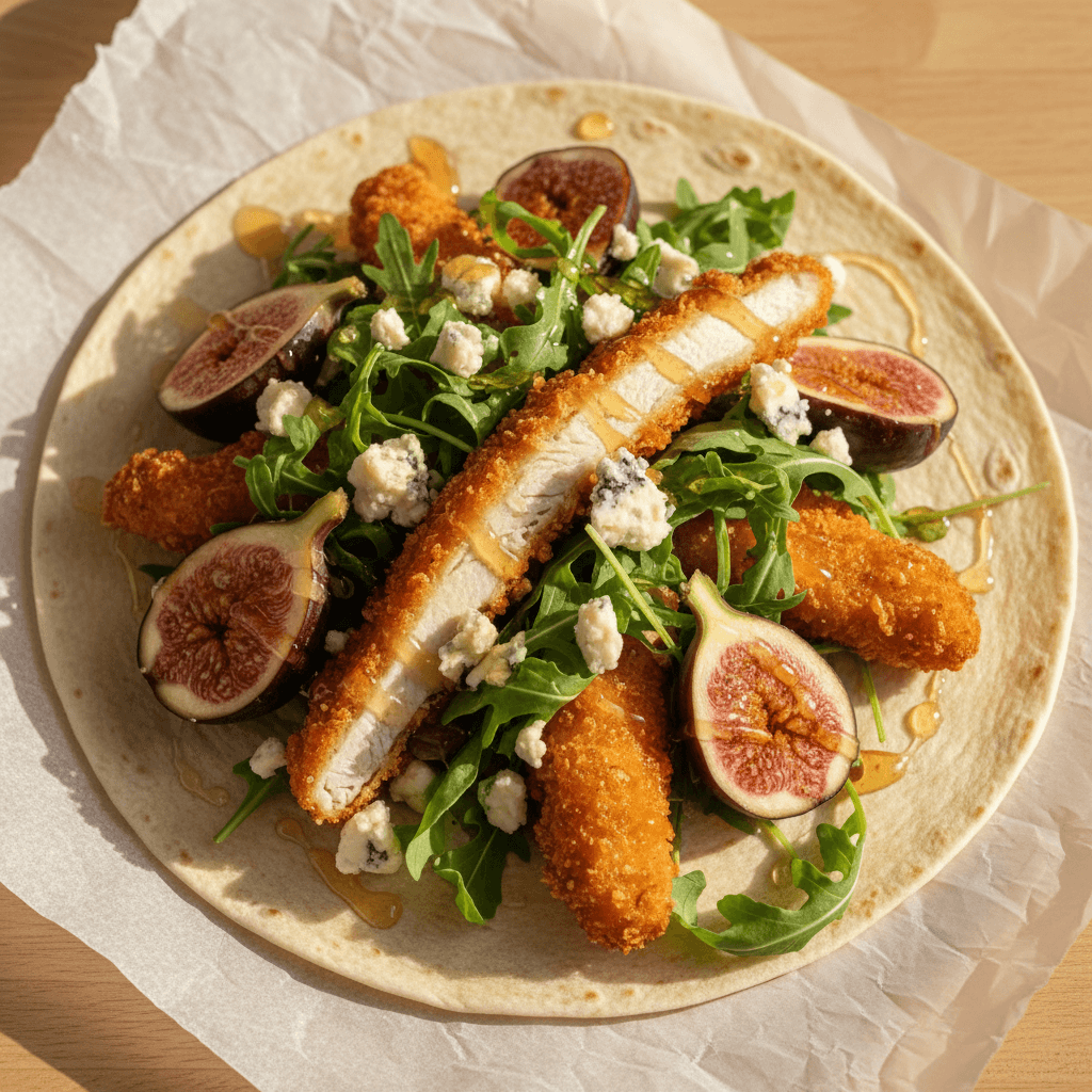 Wrap poulet & figues gorgonzola roquette