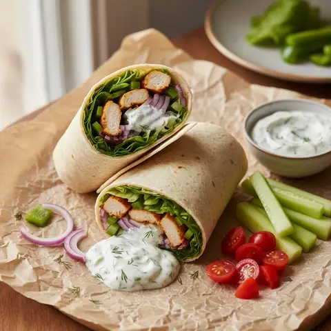 Wrap poulet & tzatziki concombre tomate