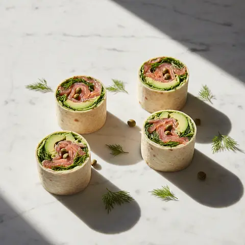 Wrap saumon fumé & avocat aneth citron câpres